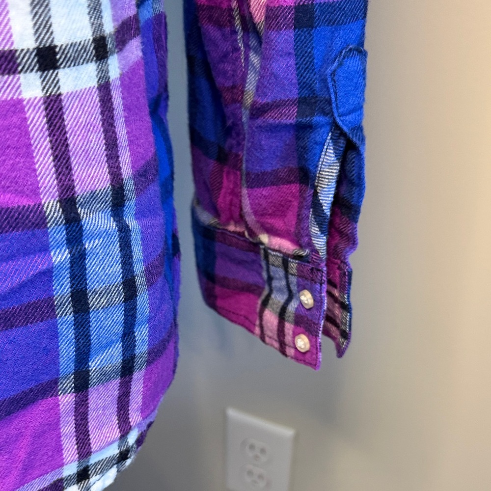 Express Purple & Blue Plaid Button-Down Shirt - Picture 5 of 5